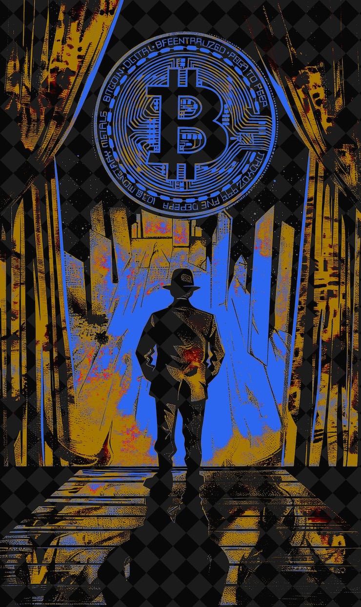 PSD schule spiel über die geschichte von bitcoin bitcoin kostüme eine flache illustration hintergrunddesign