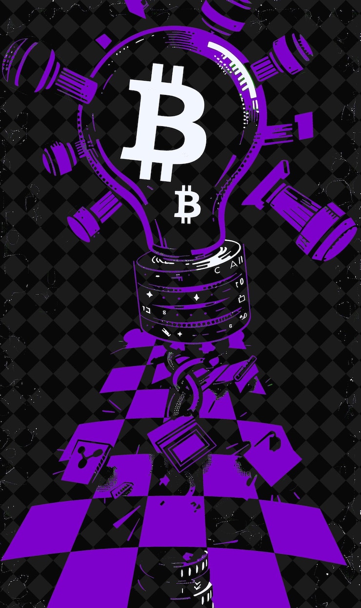 PSD schultrivia-abend mit einer bitcoin-runde bitcoin-trivia-quests flache illustration hintergrunddesign