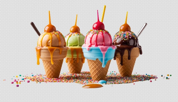 Schuppen farbenfroher Eiscreme mit Sprinkles drauf