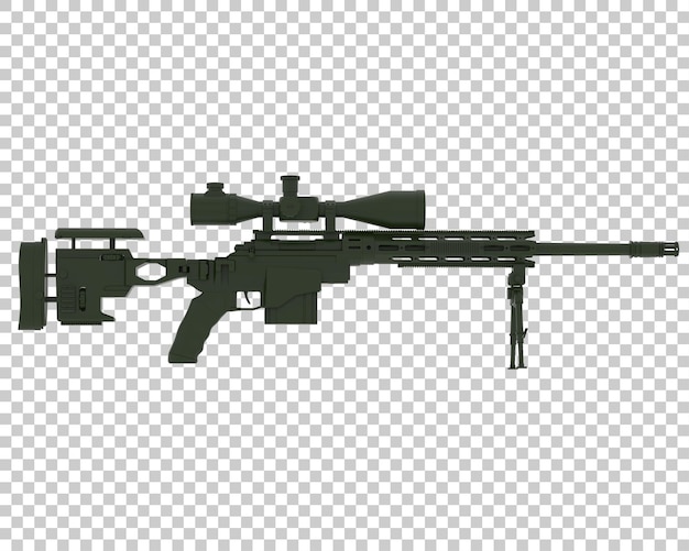 PSD schusswaffe mit isolierter zielrichtung auf durchsichtigem hintergrund 3d-rendering-illustration