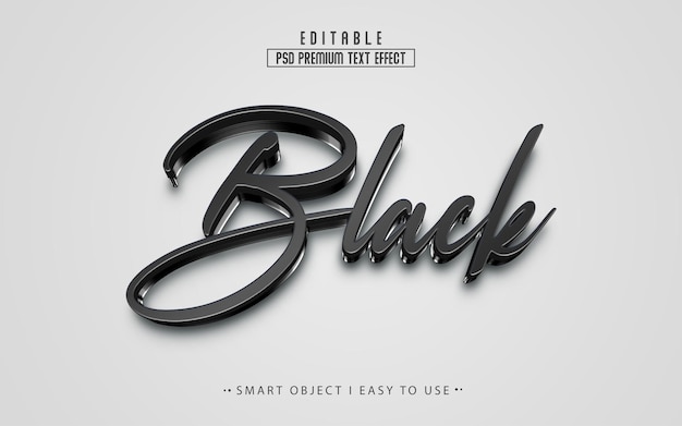 Schwarz glänzender 3D-Text-Effekt - PSD bearbeitbar
