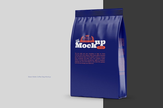 Schwarz Matt Kaffeebeutel Mockup