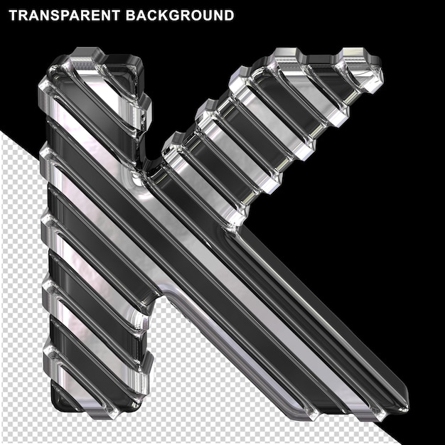 PSD schwarz mit dünnen silbernen diagonalen riemen buchstabe k