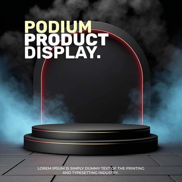 PSD schwarz-neon-podium-produkt-display-mockup für die präsentation von produkten