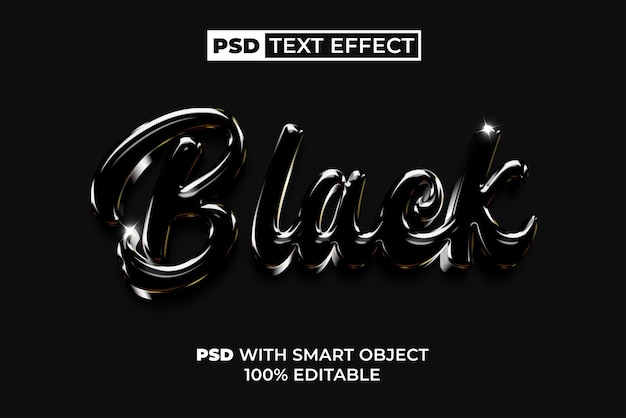 Schwarz-Text-Effekt, glänzender Stil, bearbeitbarer Text-Effect