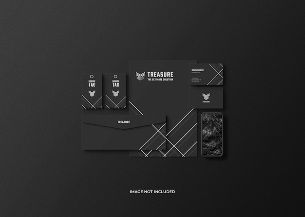 PSD schwarz und business-briefpapier-set mockup