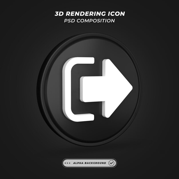 Schwarz-Weiß-Abmeldesymbol beim 3D-Rendering