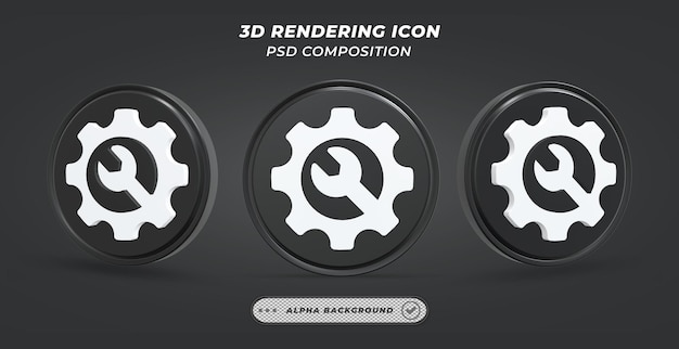 PSD schwarz-weiß-einstellungssymbol in 3d-rendering