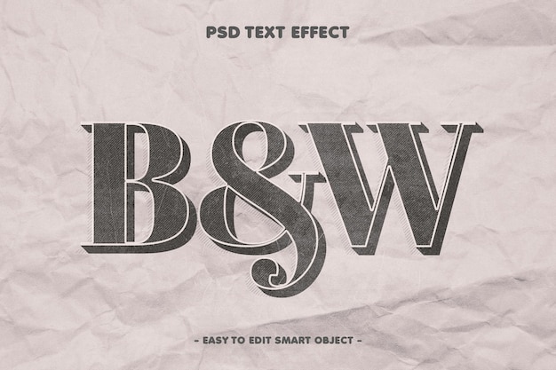 Schwarz-Weiß-Texteffekt auf Papier