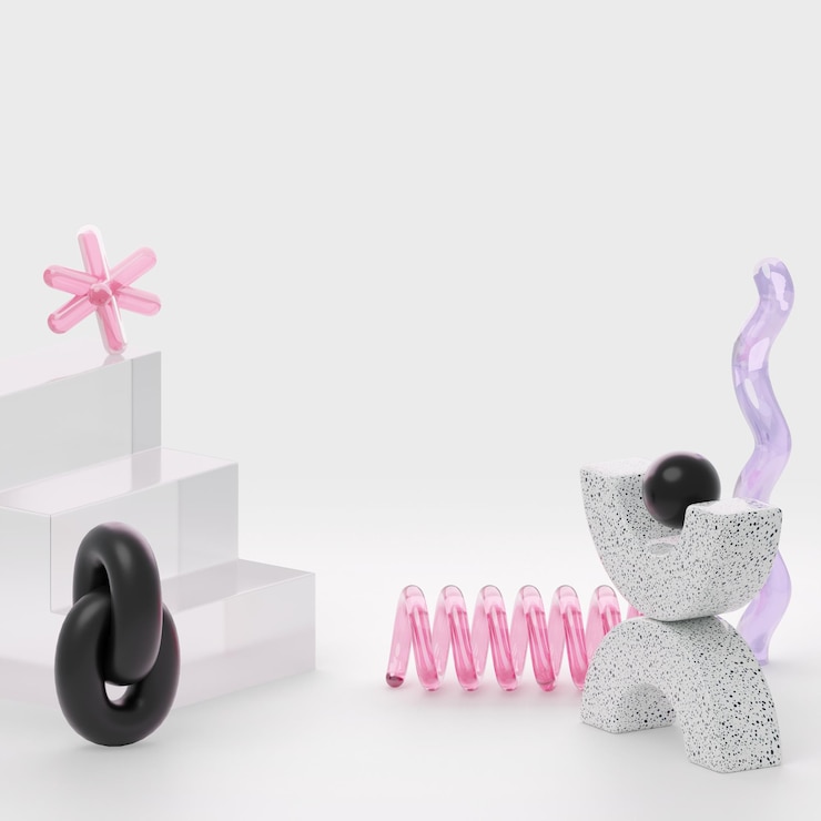 PSD schwarz-weißes 3d-objekt-hintergrundbild