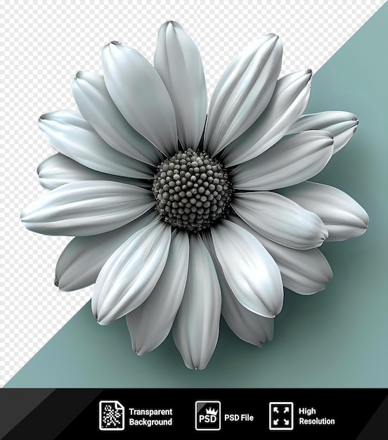 Schwarz-weißes blumenmosaik auf blauem hintergrund png psd