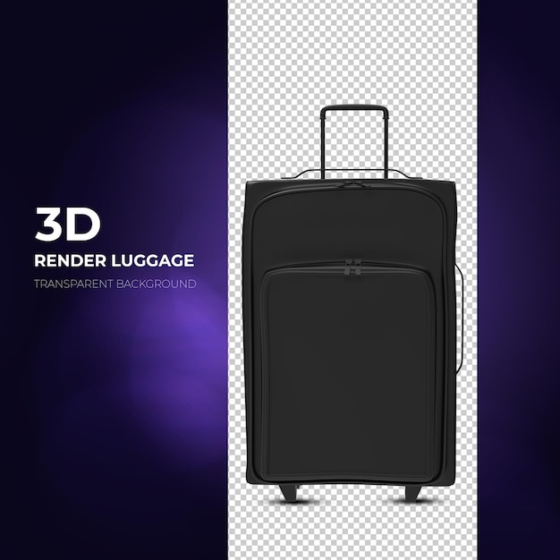 schwarze 3D-Darstellung der Kofferreisetasche