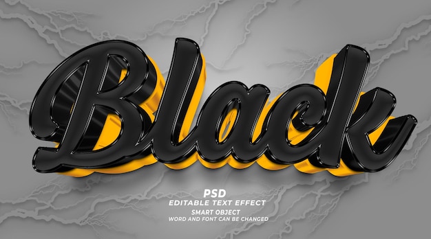 Schwarze 3d-textstil-photoshop-vorlage