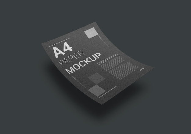 Schwarze a4-seite mockup design schwarzer hintergrund