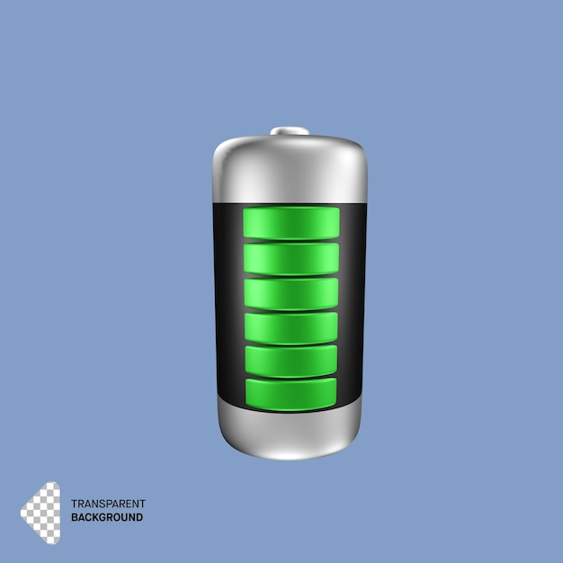 Schwarze Batterie mit Energieriegel im 3D-Rendering-Design.