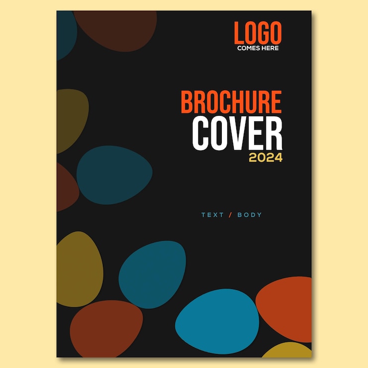 PSD schwarze broschüre-cover-vorlage mit farbigen flecken
