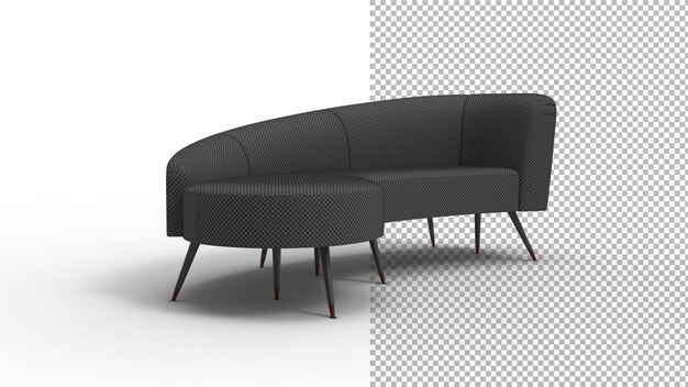 Schwarze Divan-Winkelansicht mit Schatten 3D-Rendering