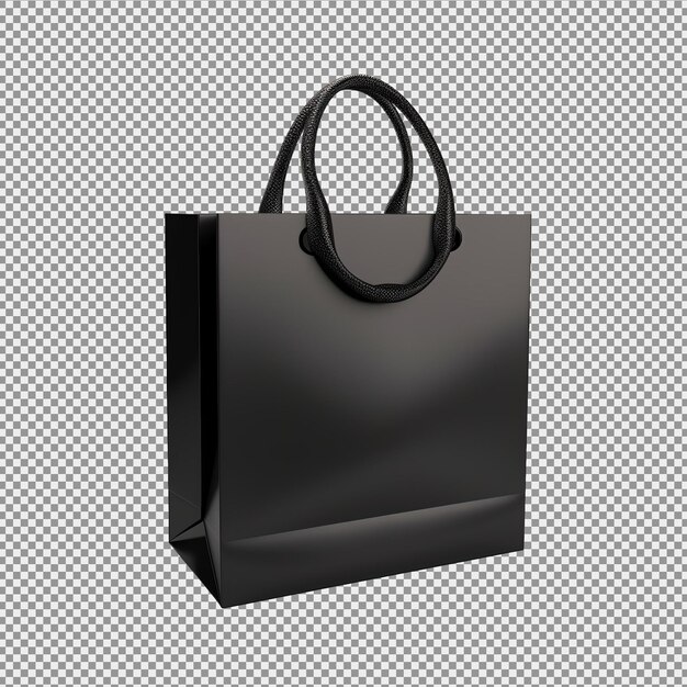 PSD schwarze einkaufstasche auf weißem hintergrund einkaufs- und lieferkonzept