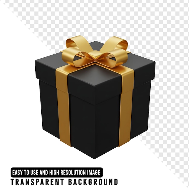 Schwarze Geschenkkiste mit Goldband und Bogen