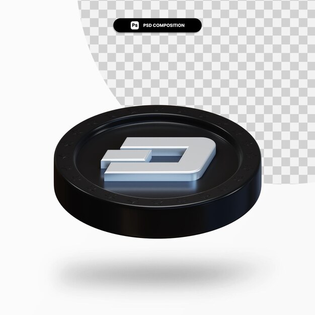 Schwarze Kryptowährungsmünze 3D-Rendering isoliert