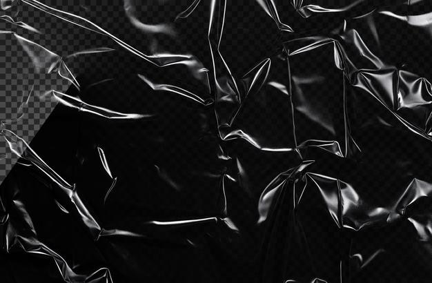 schwarze Kunststofffolie auf durchsichtigem Hintergrund