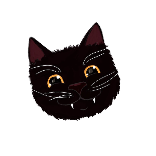 Schwarze lächelnde Katze Illustration in einfachem Stil