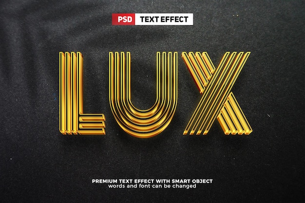 PSD schwarze lux gold fette vorlage 3d editierbares texteffekt-modell auf schwarzem papier grunge-wandhintergrund