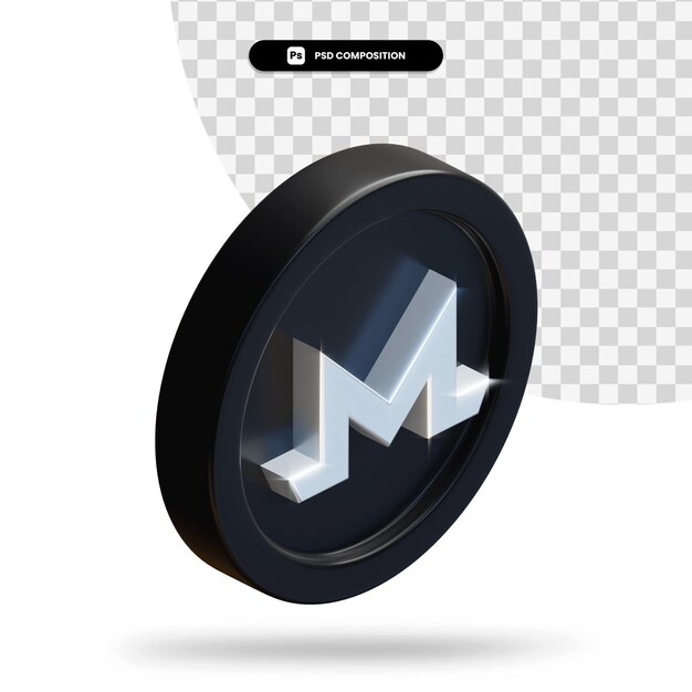 Schwarze Monero-Münze 3D-Rendering isoliert