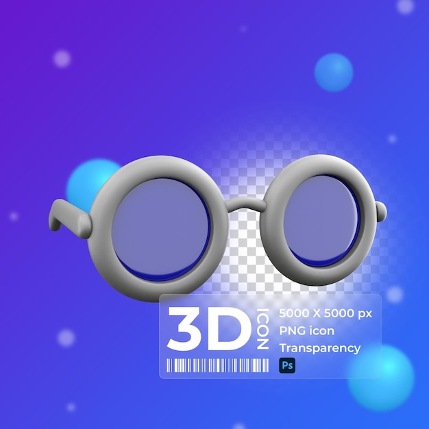 Schwarze Nerd-Brille Designelement Brille isoliert auf weißem Hintergrund 3D-Rendering Brillensymbol