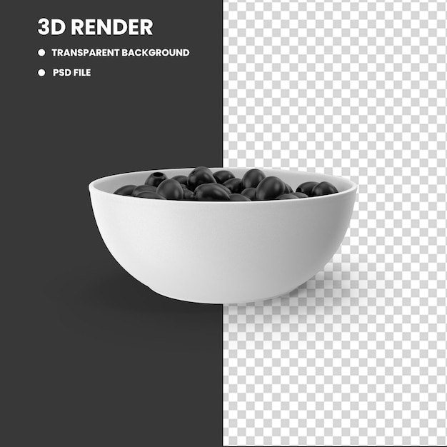 Schwarze oliven 3d-renderbild