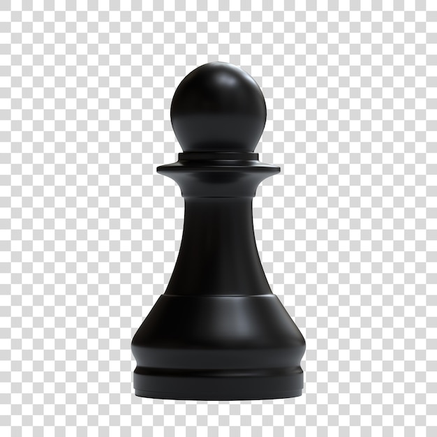 Schwarze Schachfigur isoliert auf weißem Hintergrund, 3D-Renderdarstellung