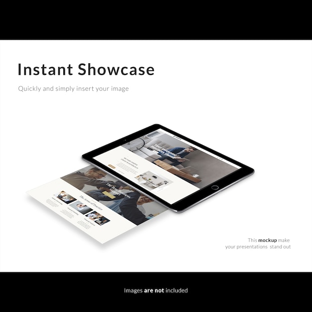 Schwarze Tablette auf weißem Hintergrund Mock up