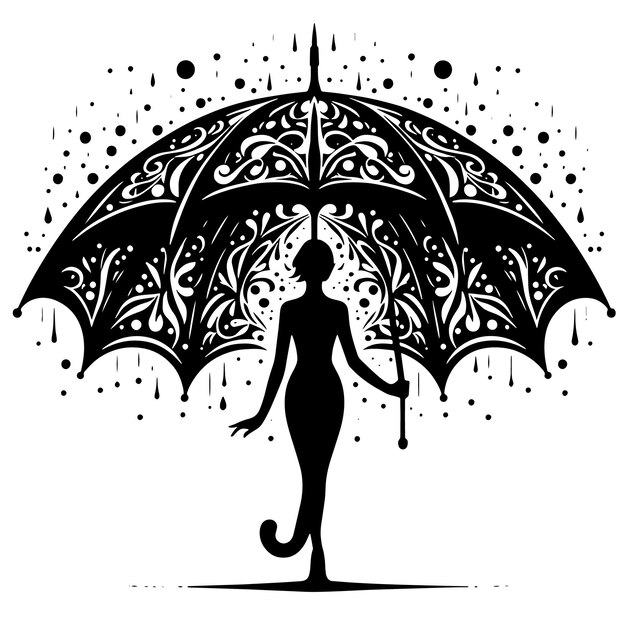 PSD schwarze und weiße silhouette eines regenschirms