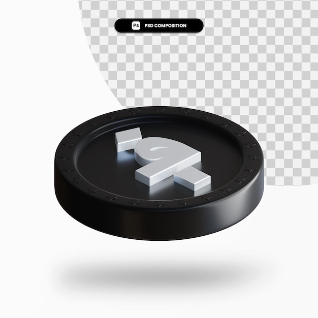 Schwarze Wechselmünze 3D-Rendering isoliert