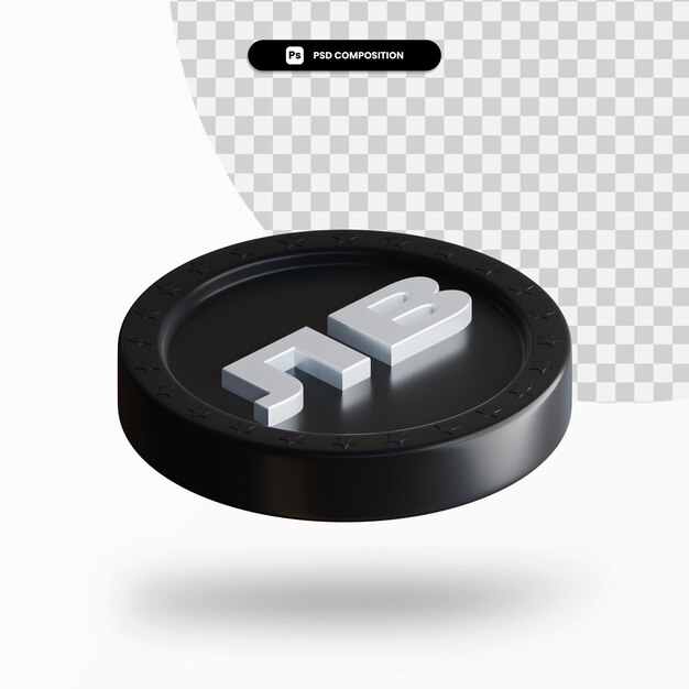 Schwarze Wechselmünze 3D-Rendering isoliert
