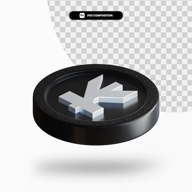 Schwarze Wechselmünze 3D-Rendering isoliert