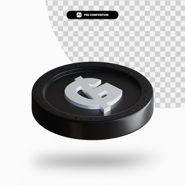 Schwarze Wechselmünze 3D-Rendering isoliert