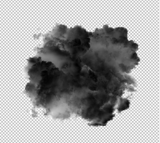 Schwarze Wolken oder Rauch isoliert auf Alpha-Schicht