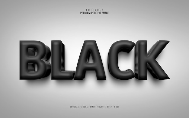 Schwarzer 3D-bearbeitbarer Premium-PSD-Texteffekt