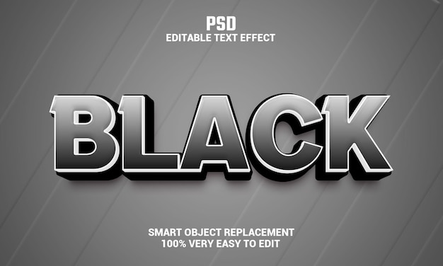 Schwarzer 3D-bearbeitbarer Text-Effekt mit Premium-Psd-Hintergrund