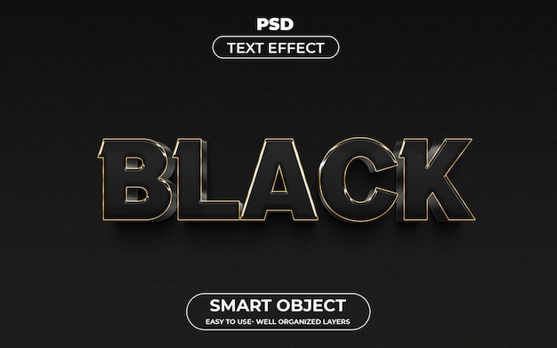 Schwarzer 3D-bearbeitbarer Texteffekt Premium mit Hintergrund