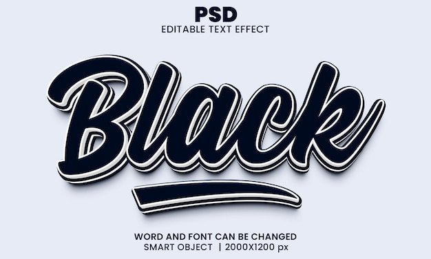 Schwarzer bearbeitbarer 3D-Texteffekt Premium Psd mit Hintergrund