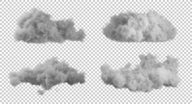 PSD schwarzer bewölkter formsatz isolierte 3d-darstellung