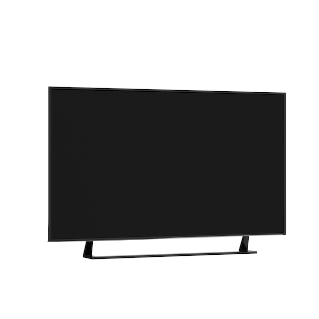 Schwarzer Flachbildschirm-Fernseher mit isoliertem Hintergrund 3D-realistisches Rendering