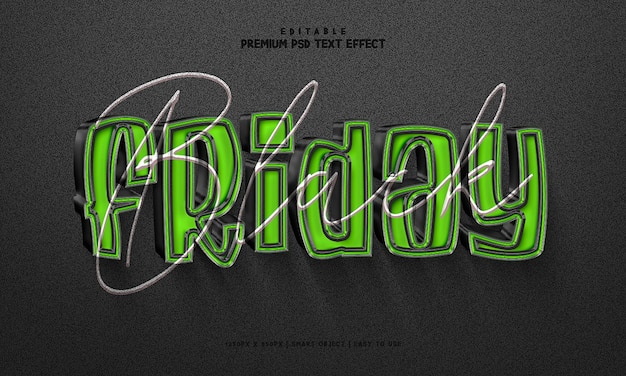 Schwarzer Freitag bearbeitbare Premium 3D-PSD-Text-Effekt