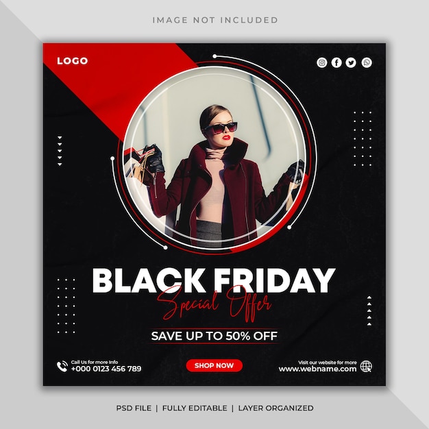 Schwarzer Freitag Verkauf Social-Media-Post oder Instagram-Banner-Quadrat-Flyer-Vorlage