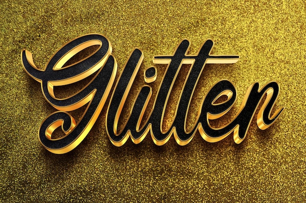 Schwarzer Goldglitter moderner Mock-up-Logo-Vorlage 3d editierbarer Texteffekt