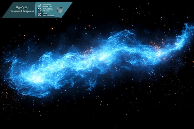 Schwarzer Hintergrund mit blauem Blitz und elektrischem Feld auf durchsichtigem Hintergrund