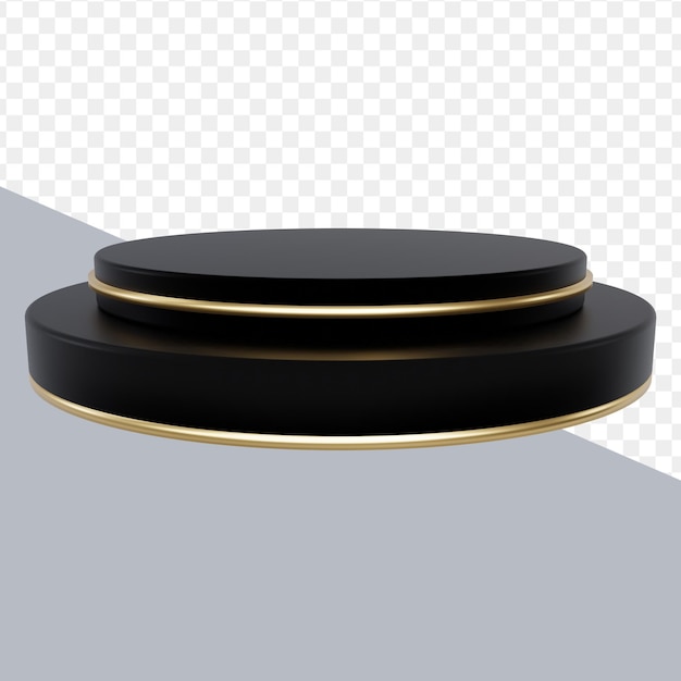 PSD schwarzer zylinder-piedestal oder podiumsboden auf einer geometrischen leeren bühne