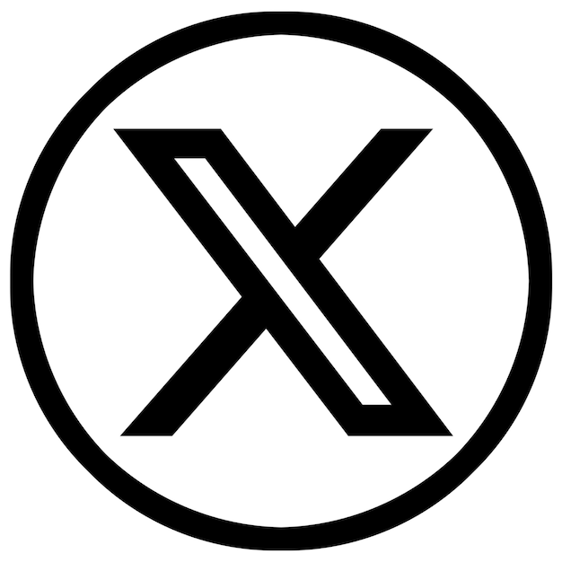 Schwarzes brandneues twitter-x-logo-symbol mit rundem umriss